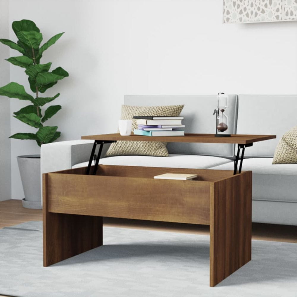 Vidaxl Konferenčný stolík hnedý dub 80x50,5x41,5 cm spracované drevo